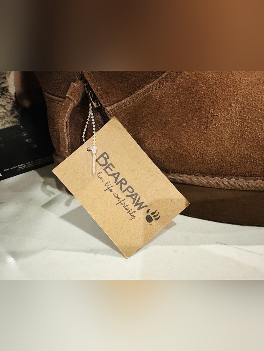 BearPaw Tan Suede Shearling Platform Ankle Boots - Picture 5 of 8